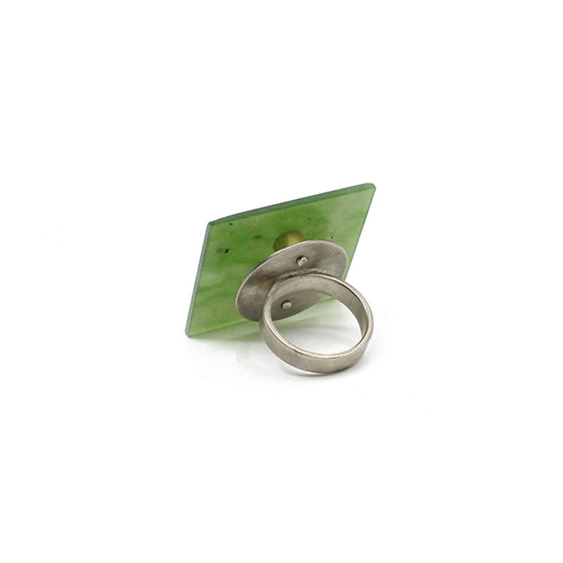 Pounamu & Sterling Silver Ring - Square | by Neil Adcock