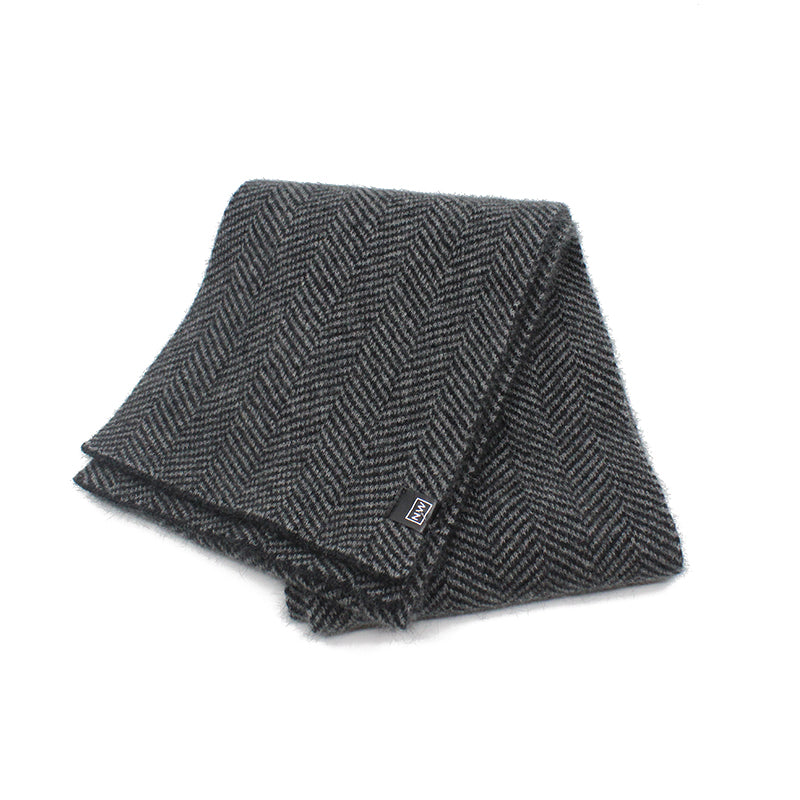 Possum Merino Herringbone Scarf - Charcoal