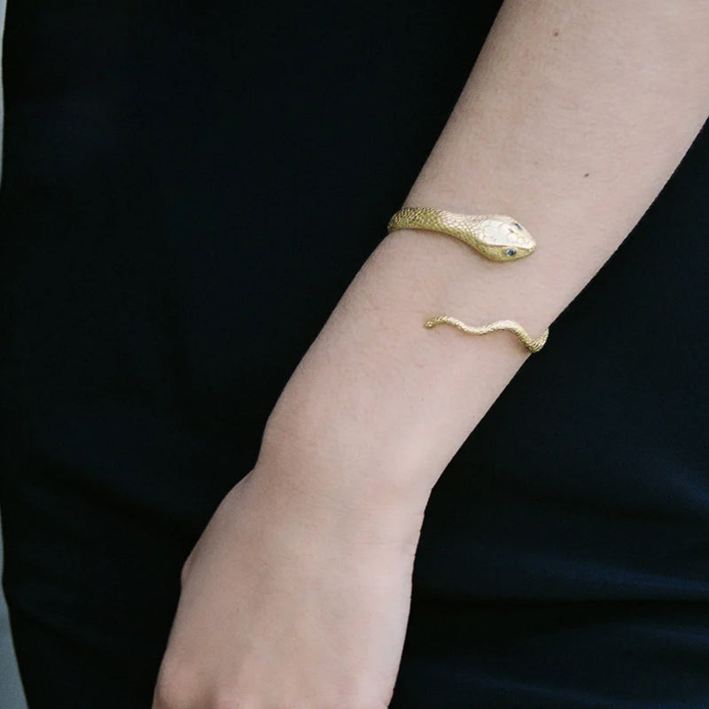 Serpent Cuff - 14k Rolled Gold with Zircon by Charlotte Penman