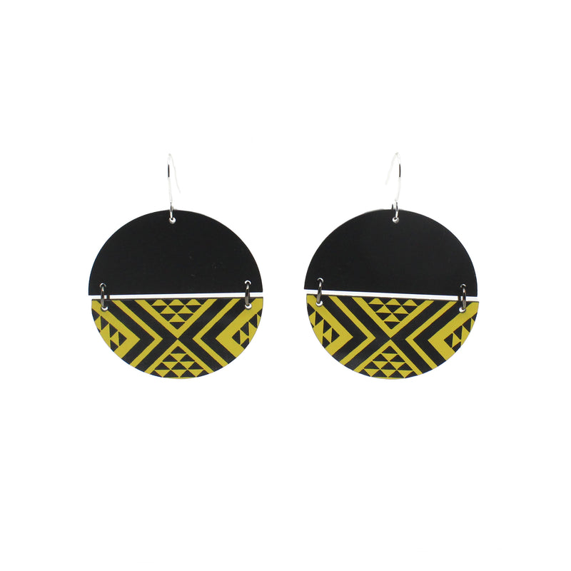 Split Tāniko I Earrings - Black | by Nichola Te Kiri