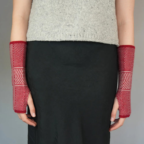Taranaki Wrist Warmers in Merino - Pōhutukawa | Knit Shepherd