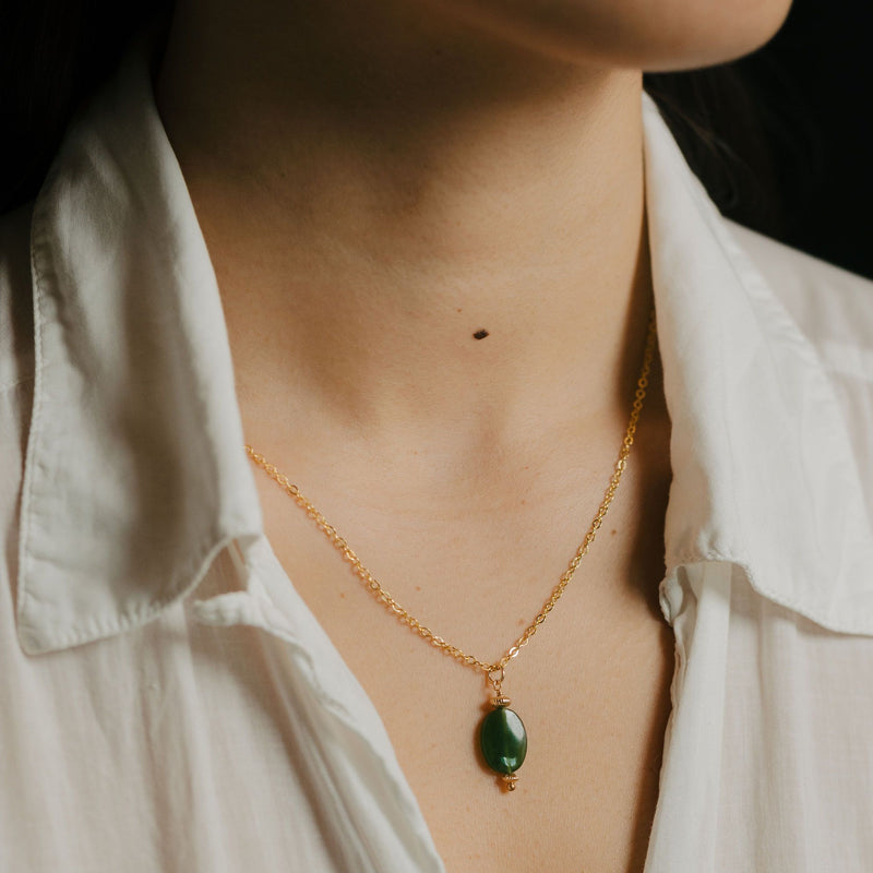 Tawera Neckalce - 14k Rolled Gold with Greenstone by Charlotte Penman