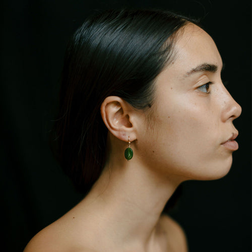 Tawera  Earrings- 14k Rolled Gold with Greenstone by Charlotte Penman