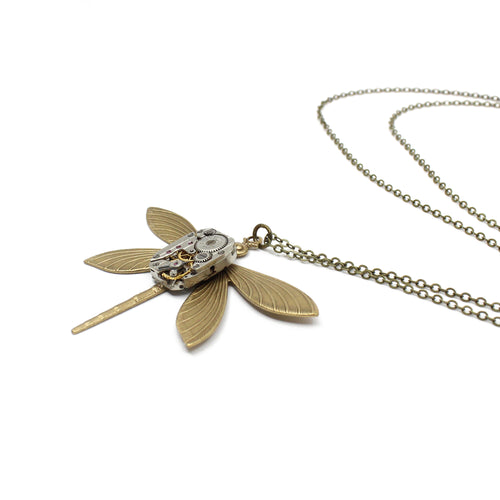 Timepiece Victorian Dragonfly Pendant - Brass | by Rainey Designs