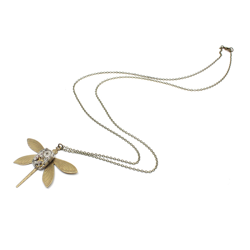 Timepiece Victorian Dragonfly Pendant - Brass | by Rainey Designs