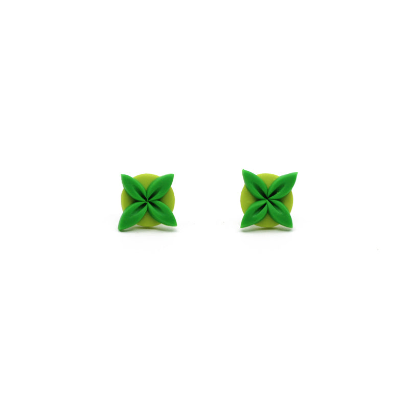 Tipani Stud Earrings Green & Light Green | by Leone Samu Tui