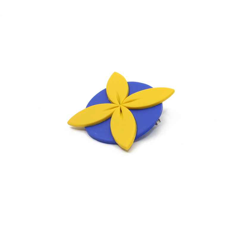 Tipani Statement Brooch Yellow & Blue | by Leone Samu Tui