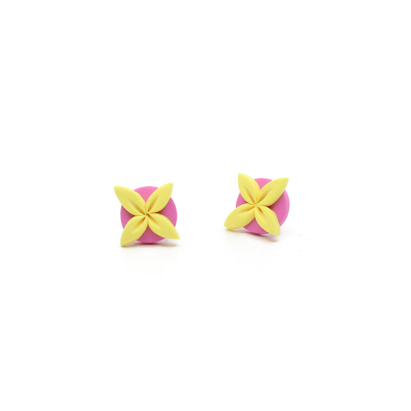 Tipani Stud Earrings Yellow & Pink | by Leone Samu Tui