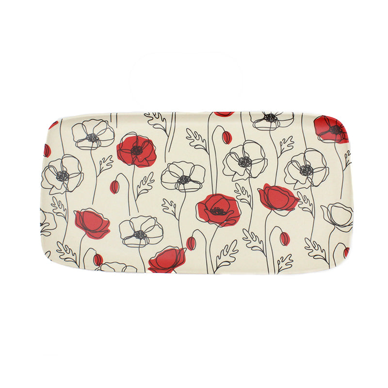 Poppy Bamboo Tray - White