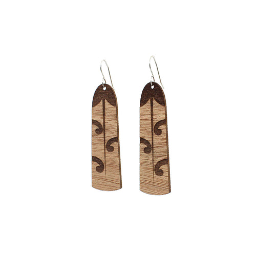 Wood Feather Earrings - Tui