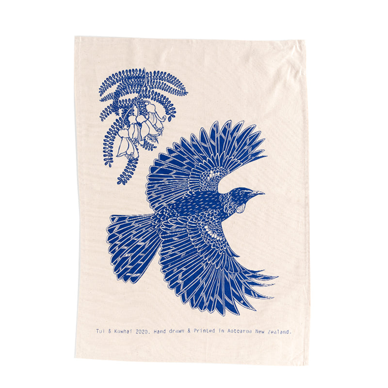 Tūī & Kōwhai Tea Towel | by Melina Martin