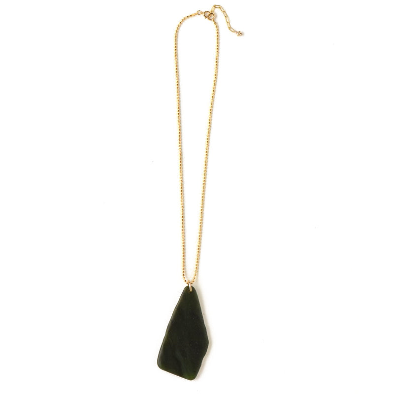 02 Ururangi Neckalce - 14k Rolled Gold with Pounamu by Charlotte Penman