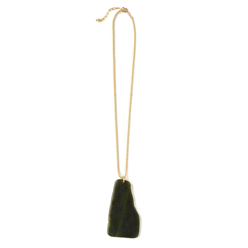 01 Ururangi Neckalce - 14k Rolled Gold with Pounamu by Charlotte Penman