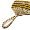 Vanuatu Small Woven Fan - Natural, Brown, and Yellow Striped