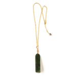 01 Waita Pendant - 14k Rolled Gold with Greenstone & Black Pearl by Charlotte Penman