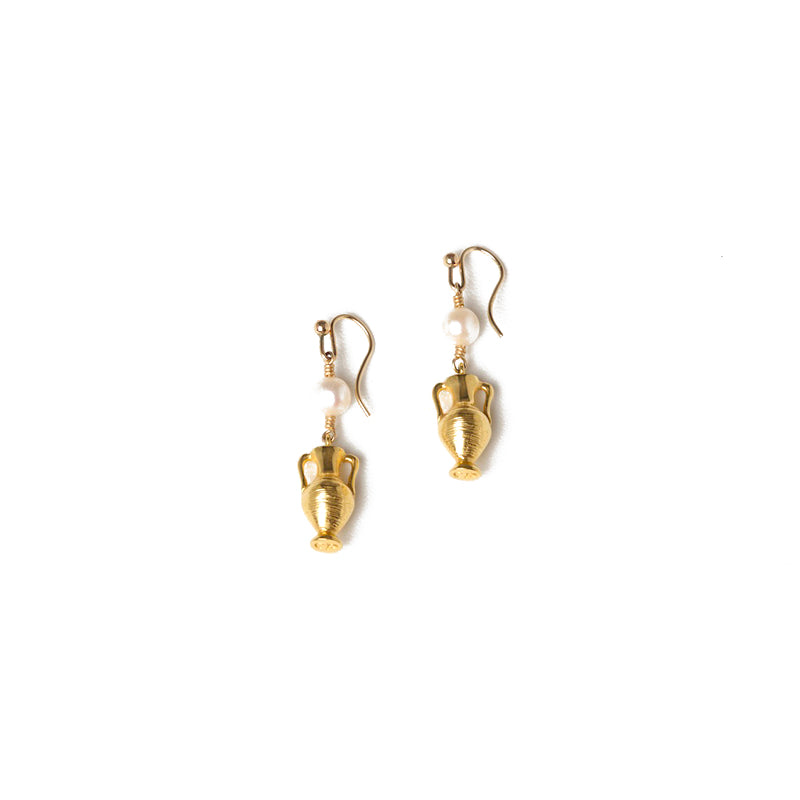 Ariadne Vessel Earrings - Pearl & 14k Gold Plate | by Charlotte Penman