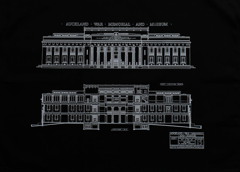 Auckland Museum Plan Drawing Tea Towel