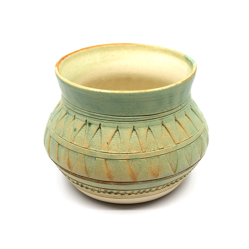 Ceramic Beaker Pot Green Glaze