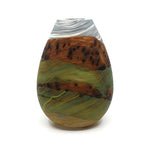 Taupo Tussock Volcanic Teardrop Glass Vase - Green/Brown