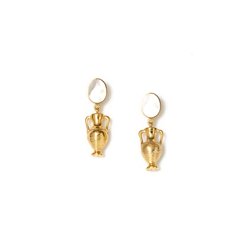 Dionysus Chandelier Earrings - 14k Gold Plate with Mother of Pearl | by Charlotte Penman
