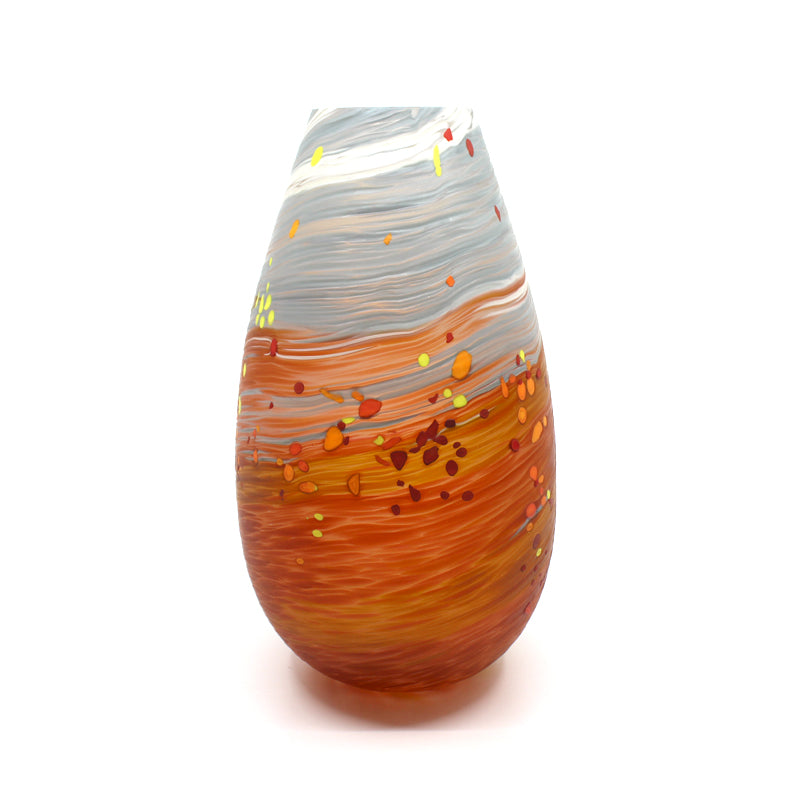 Autumn Volcanic Teardrop Glass Vase - Orange
