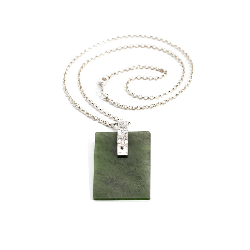 Pounamu & Sterling Silver Pendant - Rectangle | by Neil Adcock