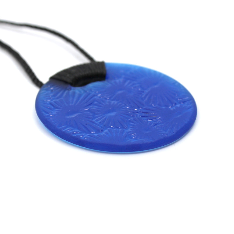Pressed Glass Daisy Pendant - Blue | by Judy Newton