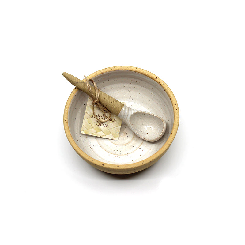 Ceramic Salt Bowl with Spoon