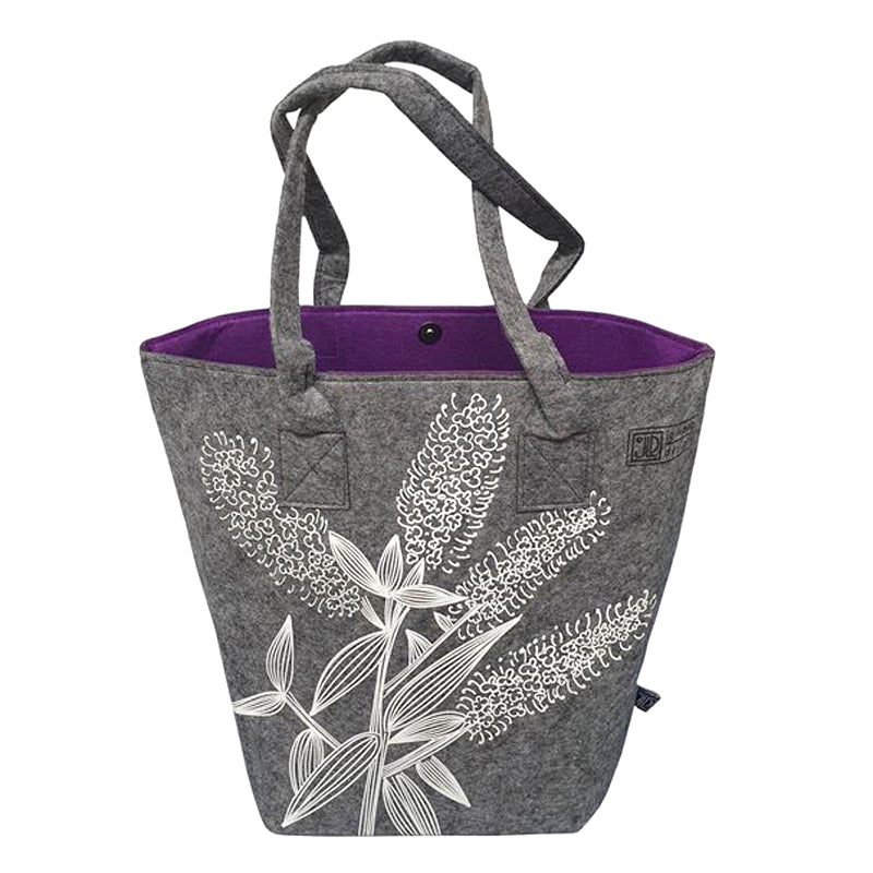 Shoulder Tote Bag - Koromiko Grey & Purple | By Jo Luping