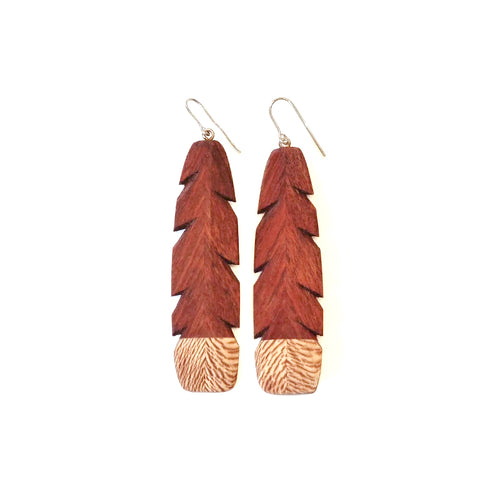 Upcycled Wood Earrings - Huia Feathers