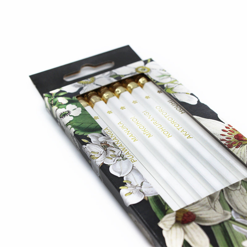 New Zealand Native White Flowers Pencil Pack
