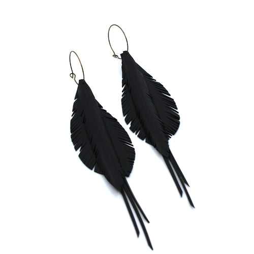 Double Feather and Tassel Up-cycled Earrings | by Ronja Schipper